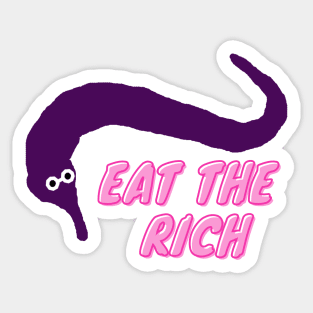 worm on a string eat the rich purple Sticker